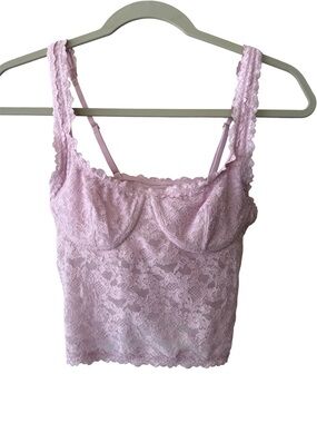 Aerie Lavender Lace Longline Bralette Crop Top NWT Size XS Adjustable Straps